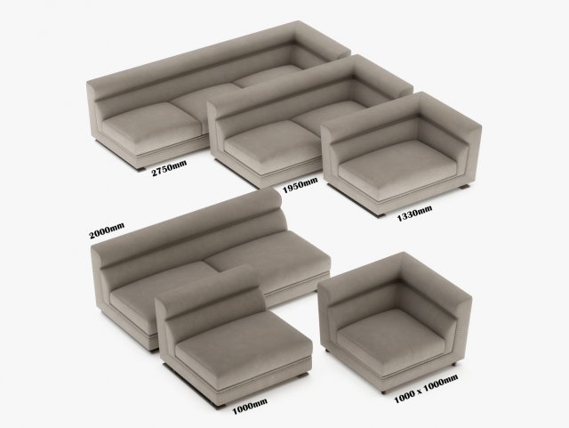 longhi - ansel sofa 04 Model 3D .c4d .max .obj .3ds .fbx .stl .blend 