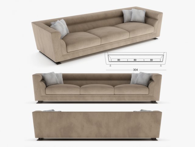 longhi - ansel sofa 03 3D Model .c4d .max .obj .3ds .fbx .stl .blend 