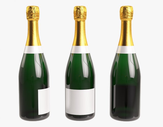 champagne bottle 3D Modell .c4d .max .obj .3ds .fbx .stl .blend 