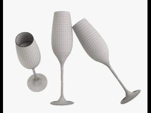 flauta de champ&aacute;n Modelo 3D