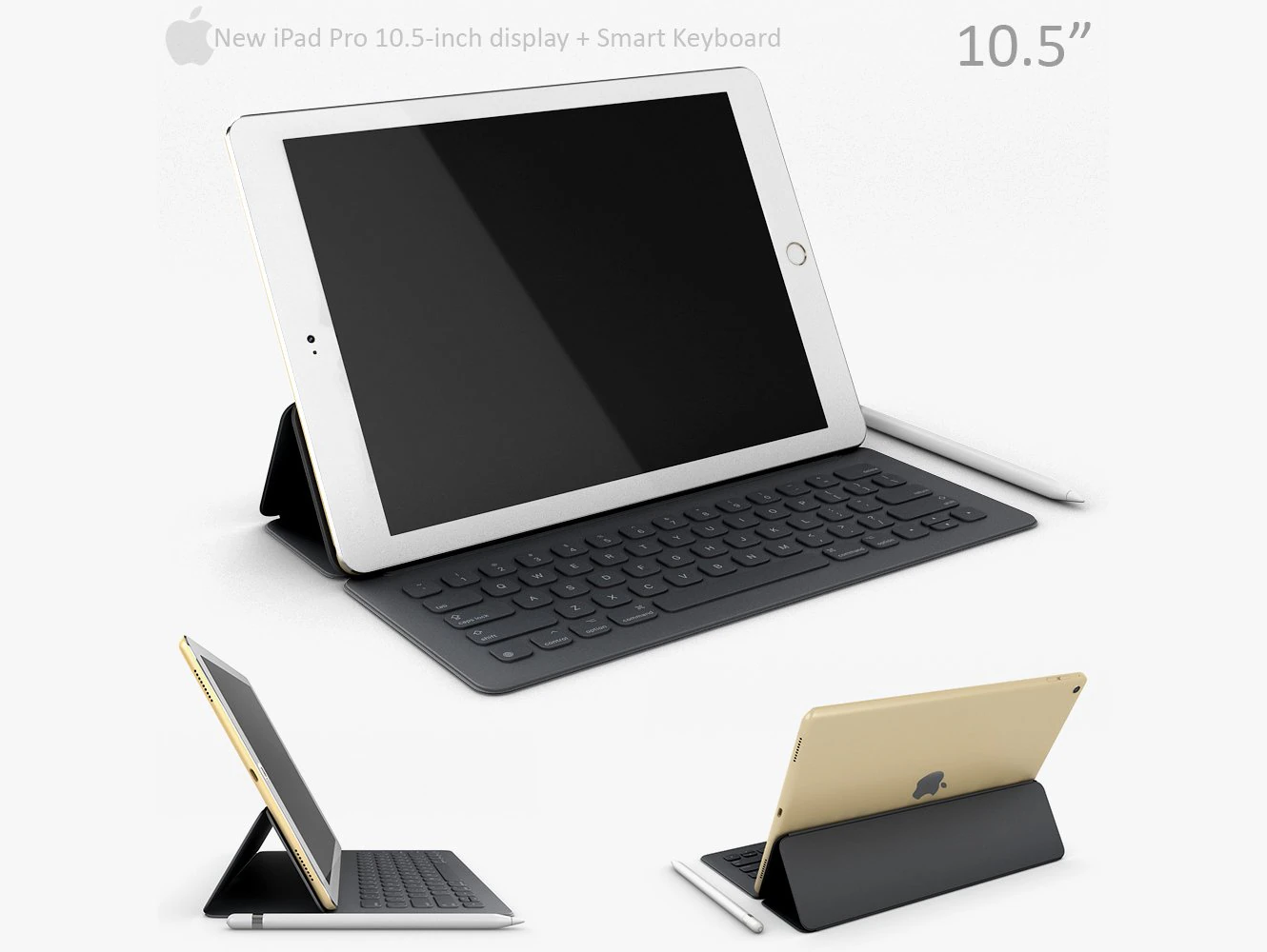 apple ipad pro 105 with smart keyboard 3D Model .c4d .max .obj .3ds .fbx .stl .blend 