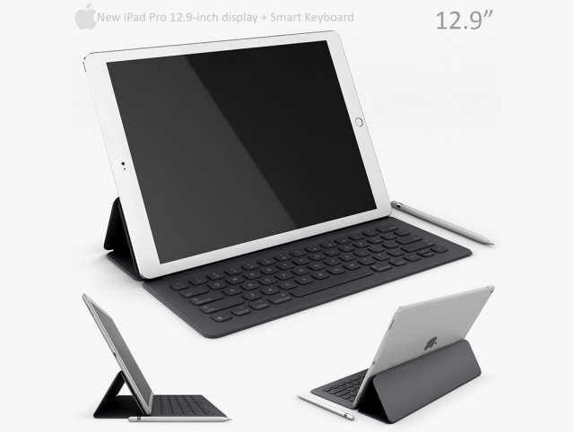 apple ipad pro 129 inch with smart keyboard 3D-Modell .c4d .max .obj .3ds .fbx .stl .blend 