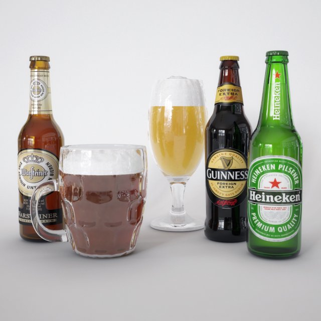 beer in bottles and toby 3D Model .c4d .max .obj .3ds .fbx .stl .blend 