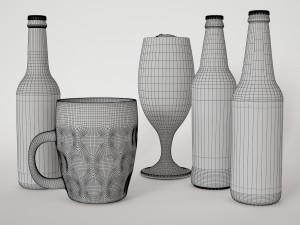 beer in bottles and toby 3D Model