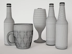 beer in bottles and toby 3D Model