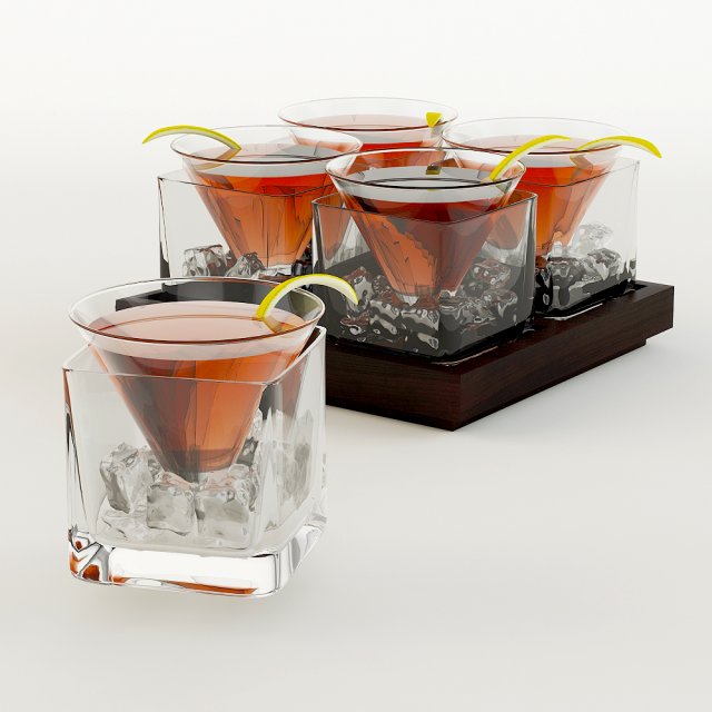cocktail with lemon 3D Model .c4d .max .obj .3ds .fbx .stl .blend 