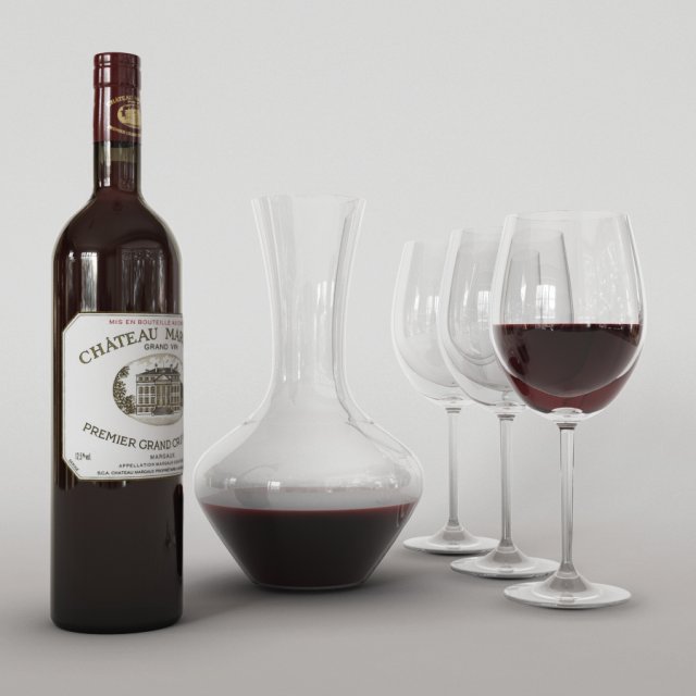 decanter with wine 3D Model .c4d .max .obj .3ds .fbx .stl .blend 