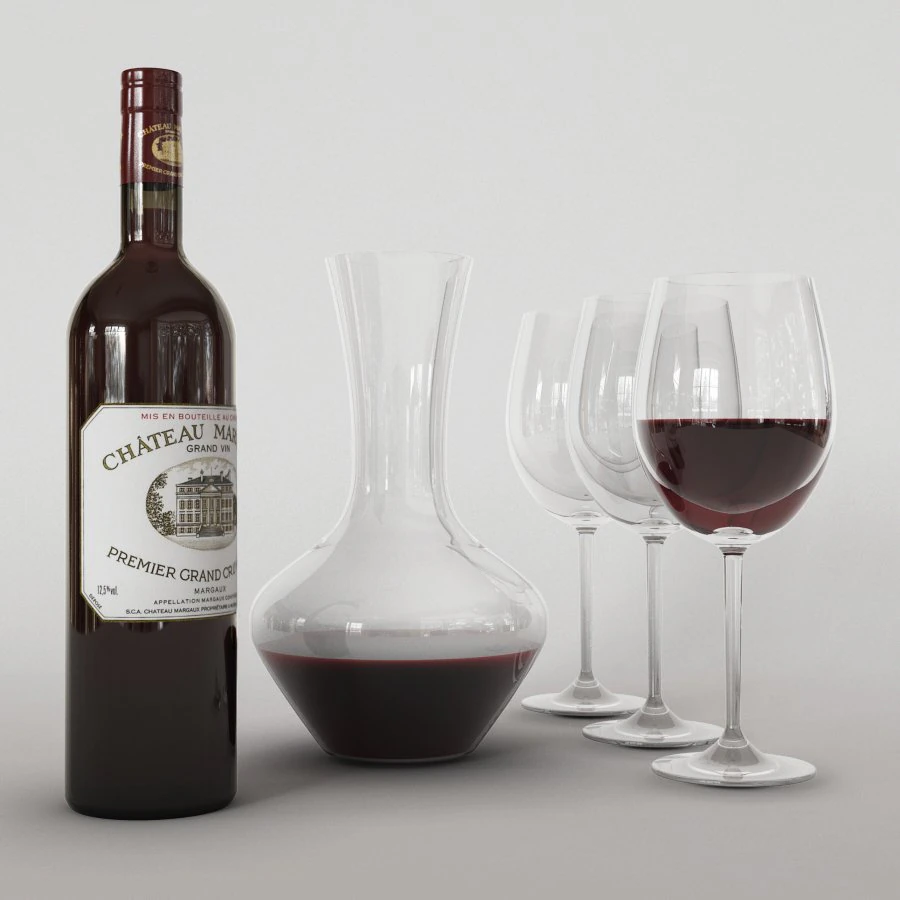 decanter with wine 3D Model .c4d .max .obj .3ds .fbx .stl .blend 