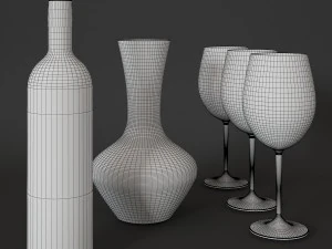 decanter with wine 3D Model