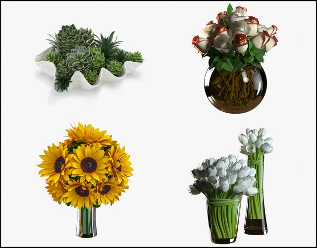 flower comp01 3D Модель .c4d .max .obj .3ds .fbx .stl .blend 