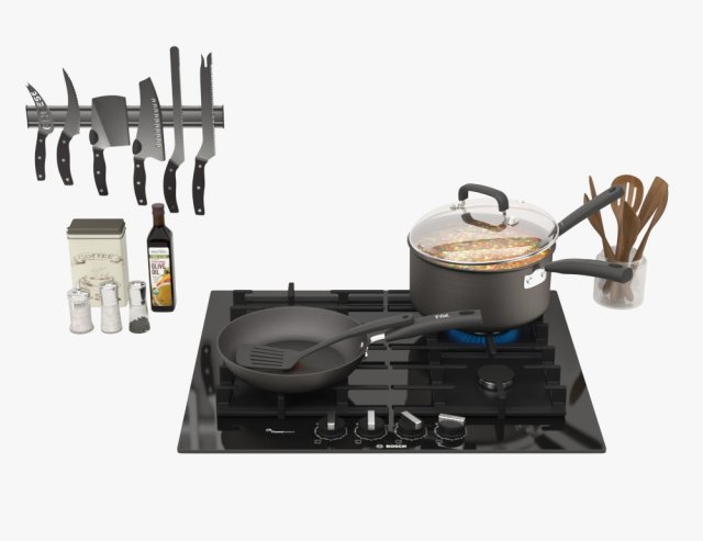 kitchen set 02 3D Model .c4d .max .obj .3ds .fbx .stl .blend 
