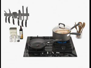 주방 세트 02 3D 모델