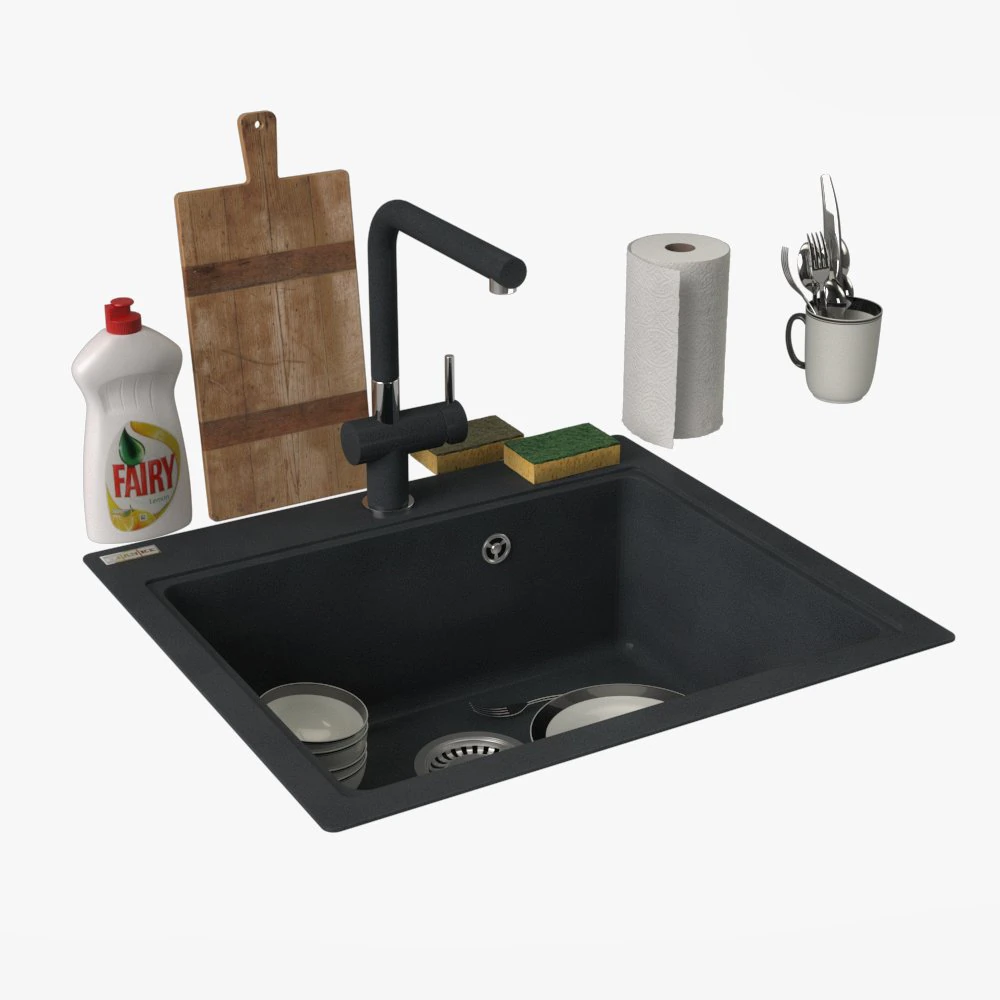 kitchen set 01 3D Model .c4d .max .obj .3ds .fbx .stl .blend 