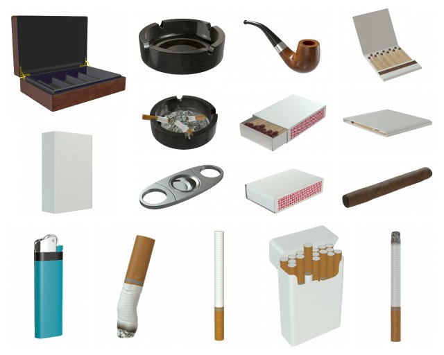 smoking stuff Model 3D .c4d .max .obj .3ds .fbx .stl .blend 