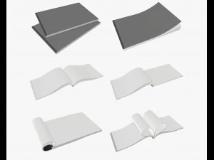 브로셔 a5 크기 팩 3D 모델