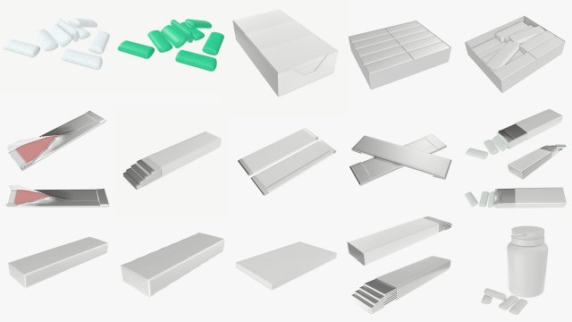 chewing gums with wraps pack 3D-Modell .c4d .max .obj .3ds .fbx .stl .blend 