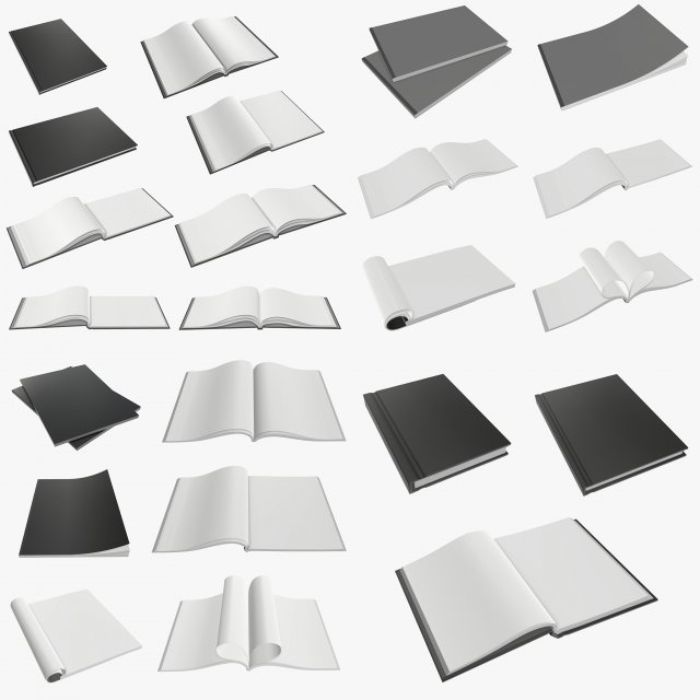 magazine album notebook pack 3D Model .c4d .max .obj .3ds .fbx .stl .blend 