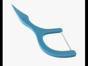 dental floss pick with flat thread and wide bow 3D Model