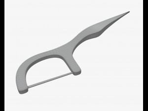 dental floss pick with flat thread and wide bow 3D Модель