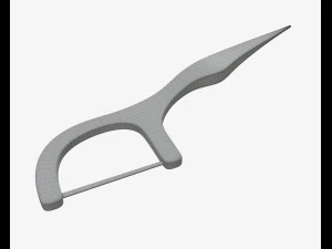 dental floss pick with flat thread and wide bow 3D Model