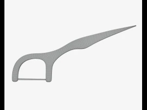 dental floss pick with flat thread and wide bow 3D Model