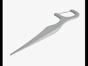 dental floss pick with flat thread and wide bow 3D Model