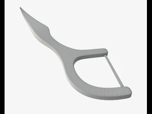 dental floss pick with flat thread and wide bow 3D Model