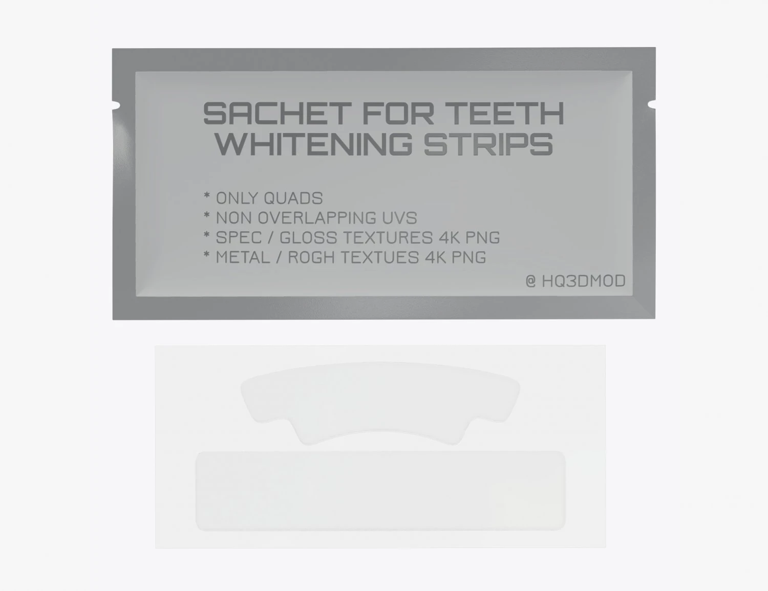 teeth whitening stripes with foil sachet 3D Model .c4d .max .obj .3ds .fbx .stl .blend 
