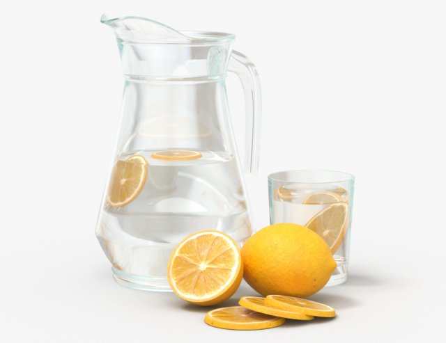 jar with water and lemon slices Modello 3D .c4d .max .obj .3ds .fbx .stl .blend 