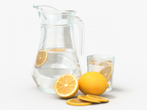 jar with water and lemon slices Modello 3D