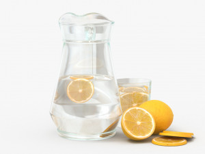 jar with water and lemon slices Modello 3D