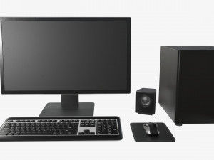 computer monitor keyboard mouse pad speakers woofer set Modelo 3D