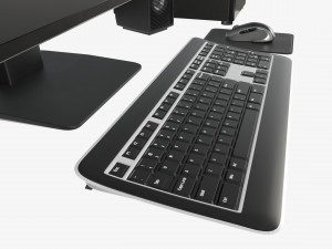 computer monitor keyboard mouse pad speakers woofer set Modelo 3D
