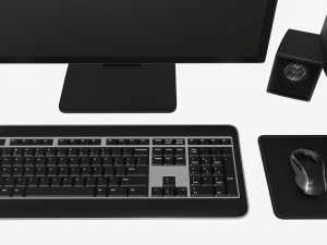 computer monitor keyboard mouse pad speakers woofer set Modelo 3D