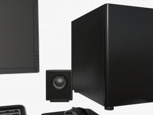 computer monitor keyboard mouse pad speakers woofer set Modelo 3D