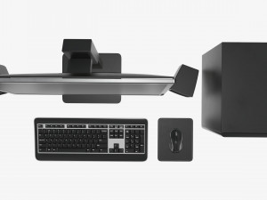 computer monitor keyboard mouse pad speakers woofer set Modelo 3D