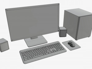 computer monitor keyboard mouse pad speakers woofer set Modelo 3D