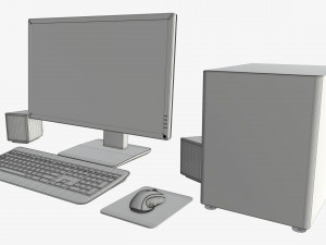 computer monitor keyboard mouse pad speakers woofer set Modelo 3D