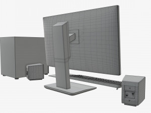 computer monitor keyboard mouse pad speakers woofer set Modelo 3D