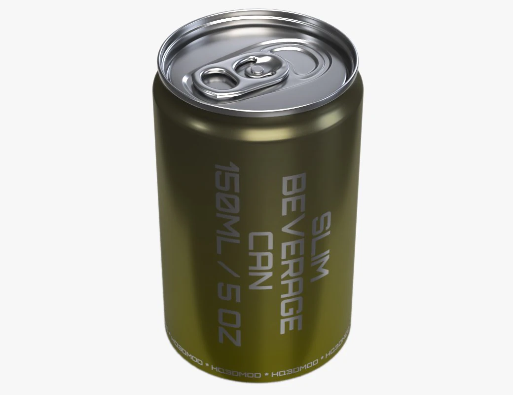 slim beverage can 150 ml 5 oz 3D Model .c4d .max .obj .3ds .fbx .stl .blend
