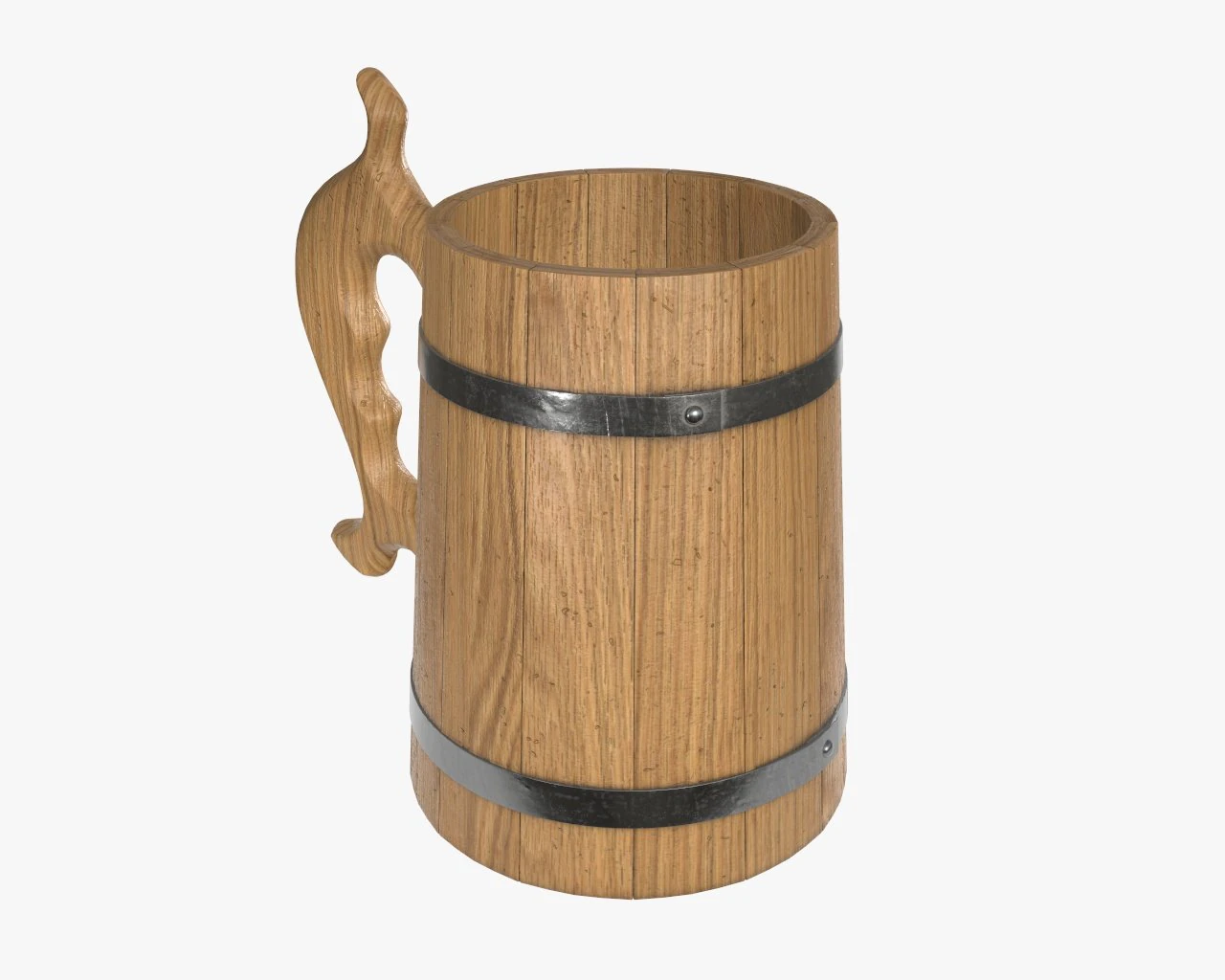 beer mug wooden 01 3D Model .c4d .max .obj .3ds .fbx .stl .blend 