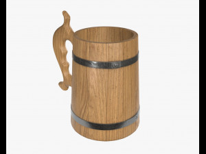 beer mug wooden 01 Model 3D