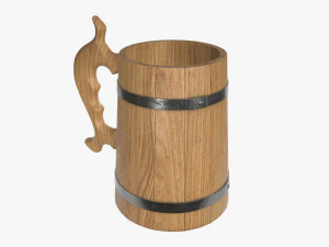 beer mug wooden 01 3D Model