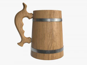 beer mug wooden 01 3D Model