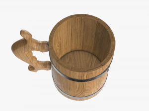 beer mug wooden 01 3D Model