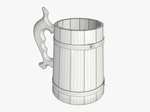 beer mug wooden 01 3D Model
