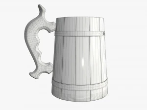 beer mug wooden 01 3D Model
