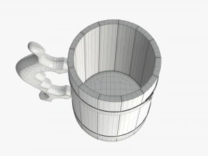 beer mug wooden 01 3D Model