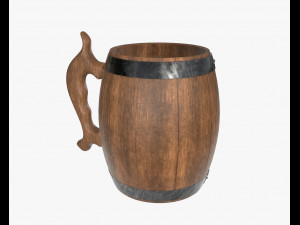 beer mug wooden 02 3D Model