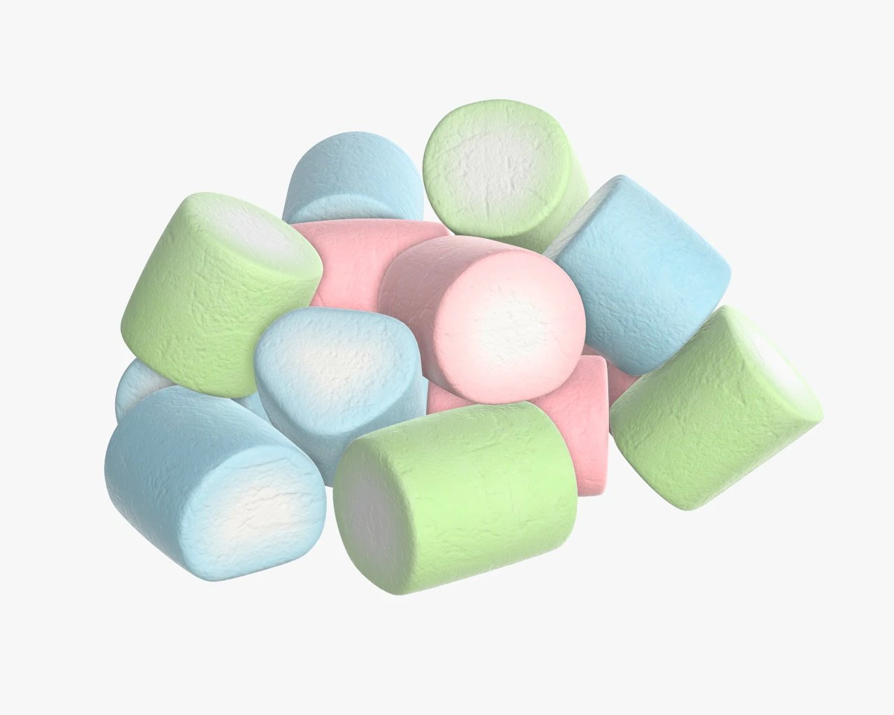 marshmallows candy cylindrical shape 3D Model .c4d .max .obj .3ds .fbx .stl .blend
